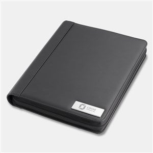 Personalized Logo Engraved Vegan Leather Zipper Padfolio - 47079