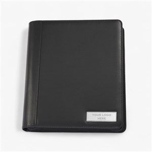 Personalized Logo Engraved Vegan Leather Zipper Padfolio - 47079