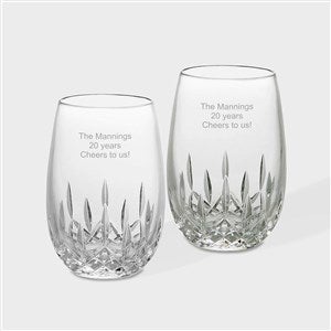 Engraved Waterford Lismore Essence Stemless White Wine Glass Pair - 47119