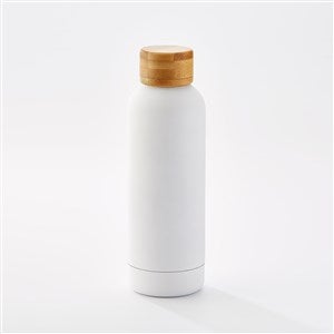 Stainless Steel and Bamboo Water Bottle in White - 47140