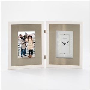 Bulova White Clock and Picture Frame - 47160