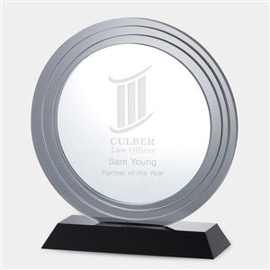 Engraved Logo Round Smoke-Grey Glass Award - 47167