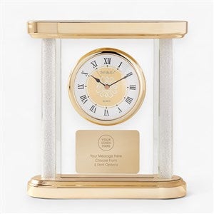 Corporate Logo Gold and Glass Column Clock - 47168