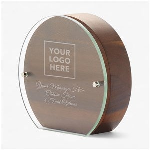 Corporate Logo Round Wood  Glass Recognition Award - 47177