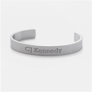 Engraved Stainless Silver Cuff Bracelet - 47192