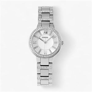 Corporate Fossil Virginia Silver and Crystal Watch - 47219