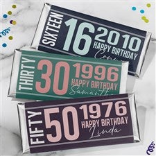 Timeless Birthday Personalized Candy Bar Wrappers - 47224
