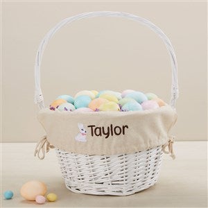 Bunny Name Embroidered White Easter Basket - Tan - 47298-NA