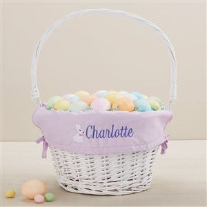 Bunny Name Embroidered White Easter Basket - Lavender - 47298-PL