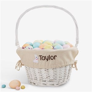 Bunny Name Embroidered White Easter Basket - Tan - 47298-NA