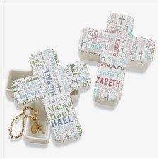 Religious Repeating Name Personalized Cross Box - 47302