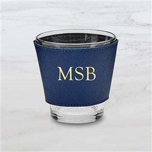 Personalized Leather Wrapped Glass Set-Navy - 47307D-N