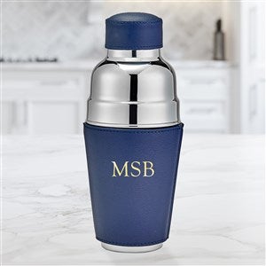 Personalized Leather Wrapped Cocktail Shaker - Navy - 47309D-N