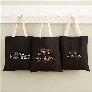 Metallic Foil Bride Personalized Black Tote Bag - 47327