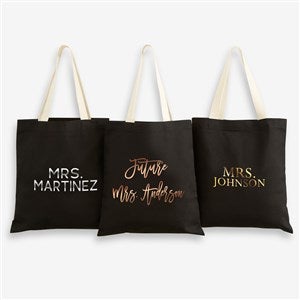 Metallic Foil Bride Personalized Black Tote Bag - 47327