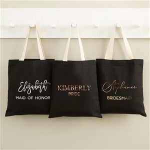 Metallic Foil Bridal Party Personalized Black Tote Bag - 47328