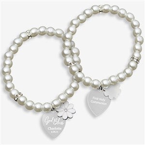 God Bless Personalized Flower Heart Bracelet - 47329