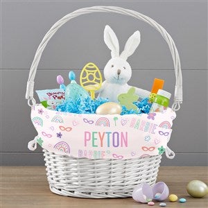 Barbie™ Sweet Vibes Personalized Easter White Basket With Drop-Down Handle - 47395-W
