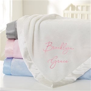 Only You Embroidered Ivory Satin Trim Baby Blanket - 47401-I