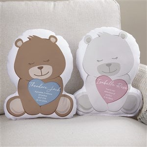 Birth Info Personalized Teddy Bear Character Throw Pillow - 47403