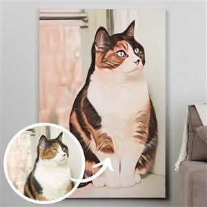 Cartoon Your Pet Portrait Personalized Photo Canvas - 32x48 - 47419-32x48