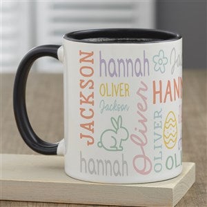 Easter Repeating Name Personalized Coffee Mugs - Black - 47423-B