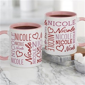 Repeating Name Heart Personalized Coffee Mug 11 oz.- Pink - 47426-P