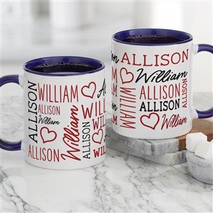 Repeating Name Heart Personalized Coffee Mug 11 oz.- Blue - 47426-BL