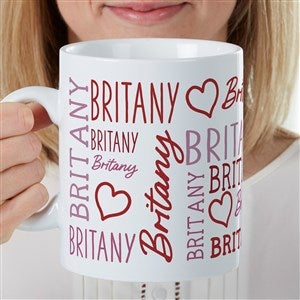 Repeating Name Heart Personalized Coffee Mug 30 oz.- White - 47428-LM