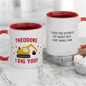 I Dig You Personalized Construction Truck Coffee Mug - Red - 47437-R
