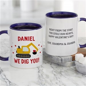 I Dig You Personalized Construction Truck Coffee Mug - Blue - 47437-BL