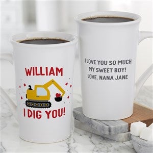 I Dig You Personalized Construction Truck Coffee Mug - White - 47437-U