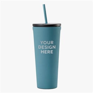 Personal Logo Corkcicle 24oz Cold Cup with Straw in Storm (Teal) - 47441-STM