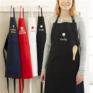 Flowers For Her Custom Embroidered Kitchen Apron - Black - 47452-B