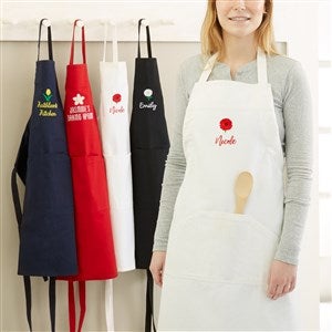 Flowers For Her Custom Embroidered Kitchen Apron - White - 47452-W