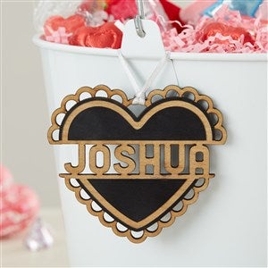 Heart Name Personalized Wood Valentines Day Basket Tag - Black - 47469-BLK