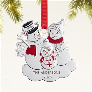 Snowman Family Personalized Metal Ornament- 3 Name - 47485-3