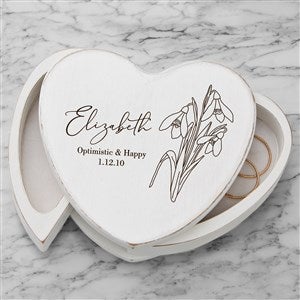 Birth Month Flower Engraved Heart Jewelry Box - 47499