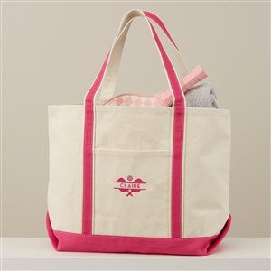 Pickleball Embroidered Canvas Tote Bag-Pink - 47508-P