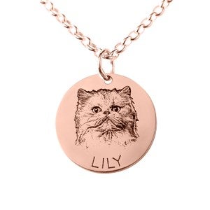 Personalized Antiqued Pet Portrait Necklace - Rose Gold - 47519D-RG