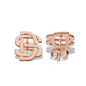 Personalized Overlapping Initial Earrings - Rose Gold - 47523D-RG