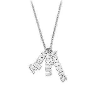 Personalized Vertical Name Silver Charm Necklace - Three Names - 47531D-S3