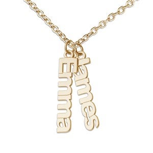 Personalized Vertical Name Gold Charm Necklace - Two Names - 47531D-G2