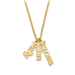 Personalized Vertical Name Gold Charm Necklace - Three Names - 47531D-G3