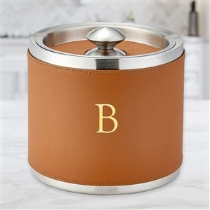 Personalized Leather Wrapped Ice Bucket-Tan - 47539D-T