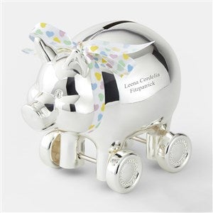 Engraved Reed & Barton Piggy on Wheels Coin Bank - 47551