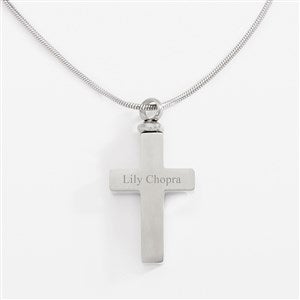 Engraved Steel Cross Urn Necklace - 47575