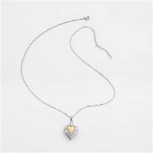 Engraved Stainless Wing  Heart Urn Necklace - 47576