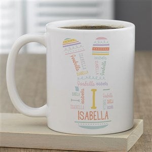 Easter Bunny Repeating Name Personalized Coffee Mugs - White - 47589-S