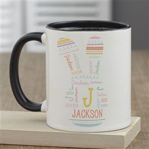 Easter Bunny Repeating Name Personalized Coffee Mugs - Black - 47589-B